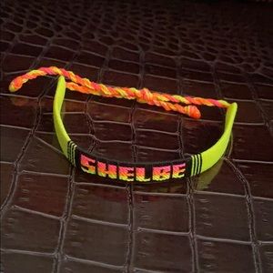 ✅ VTG 90s SHELBE Neon Tribal Wristband Wristlet Bracelet Cool Retro Adjustable
